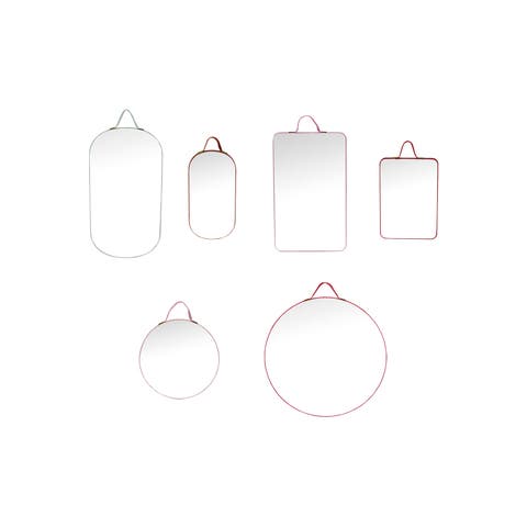 Velvet Framed Mini Wall Mirrors, Set of 6