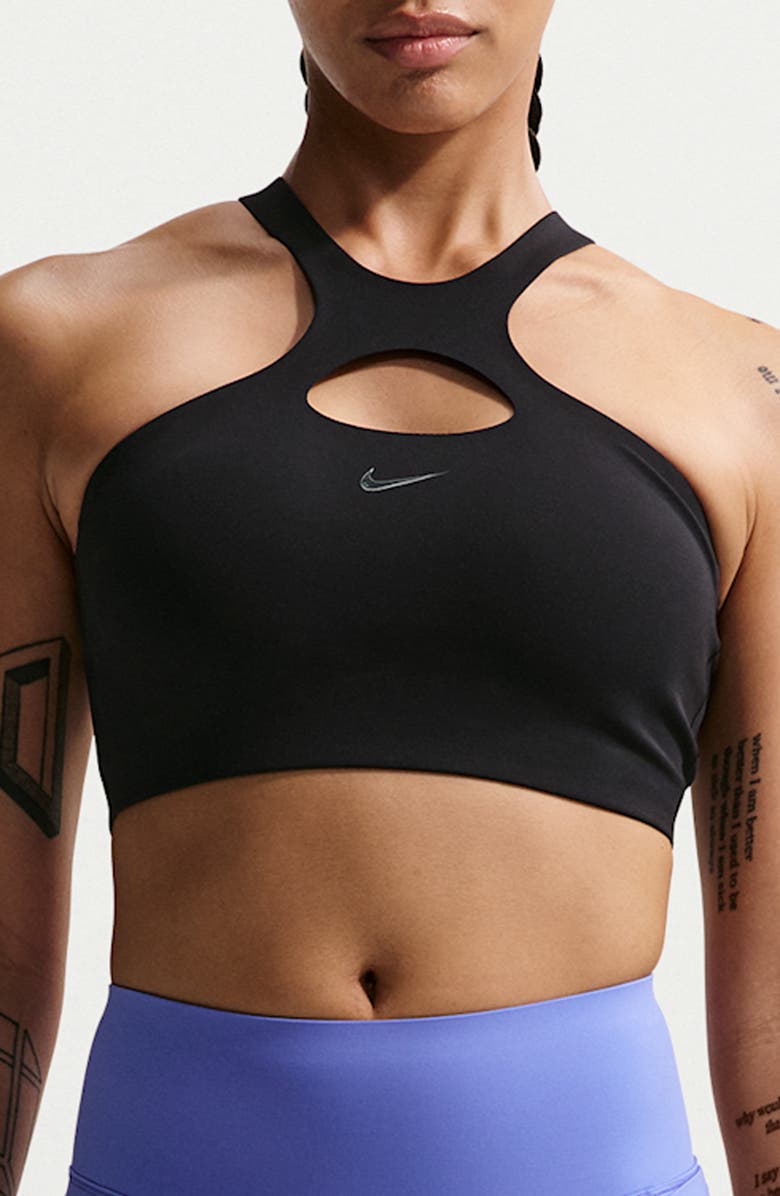 Nike Universa Cutout Sports Bra, Main, color, Black/ Anthracite