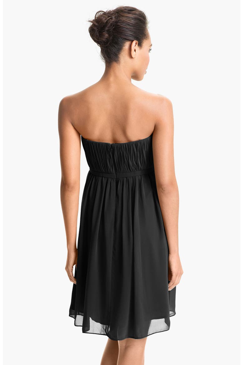 'Lindsey' Pleated Sweetheart Neckline Chiffon Dress, Alternate, color, BLACK