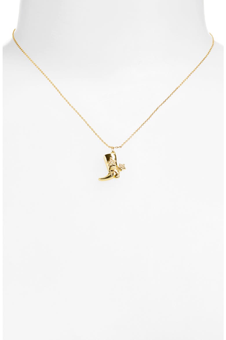 CZ Cowboy Pendant Necklace, Alternate, color, CLEAR- GOLD