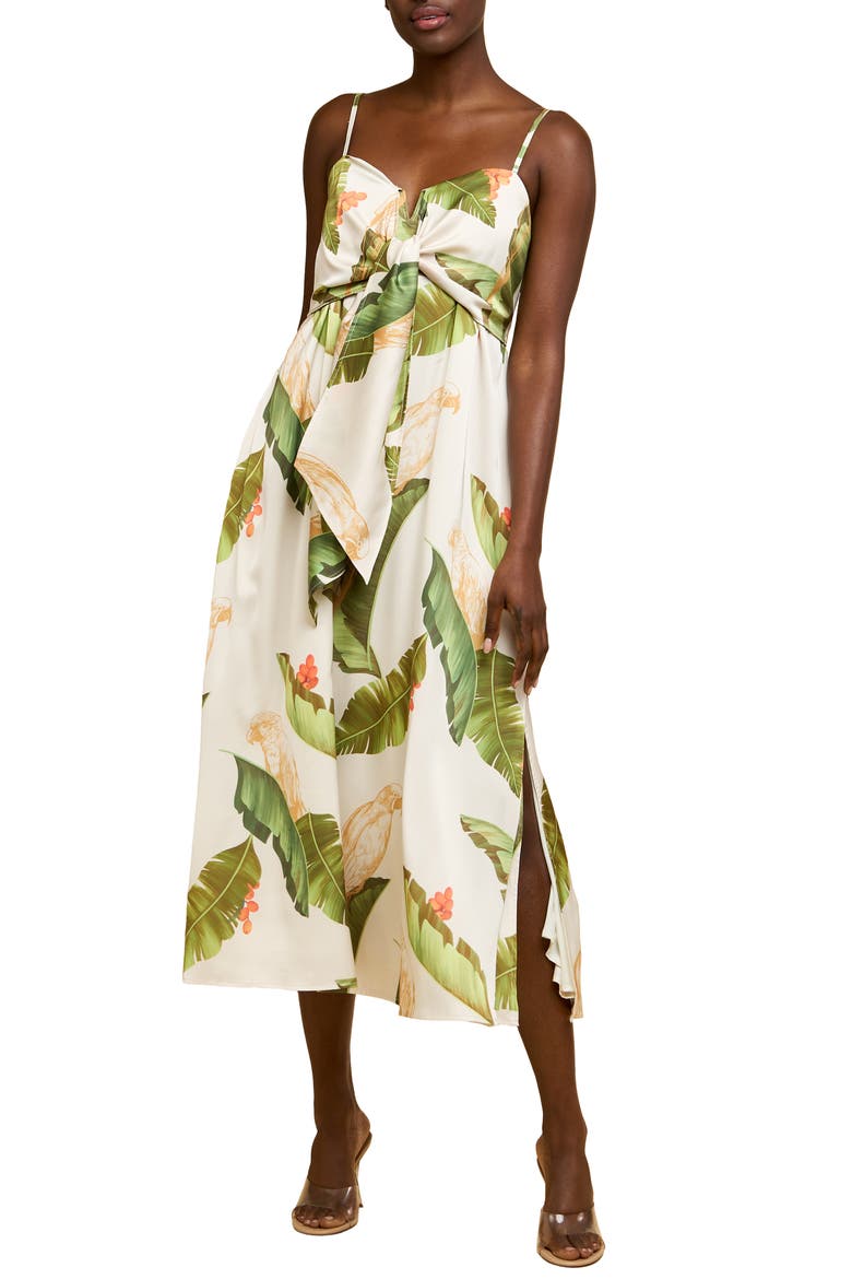 Katella Satin Midi Sundress, Main, color, CREAM MULTI