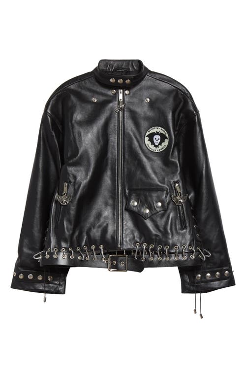 Chopova Lowena Broke My Brain Leather Jacket In Black