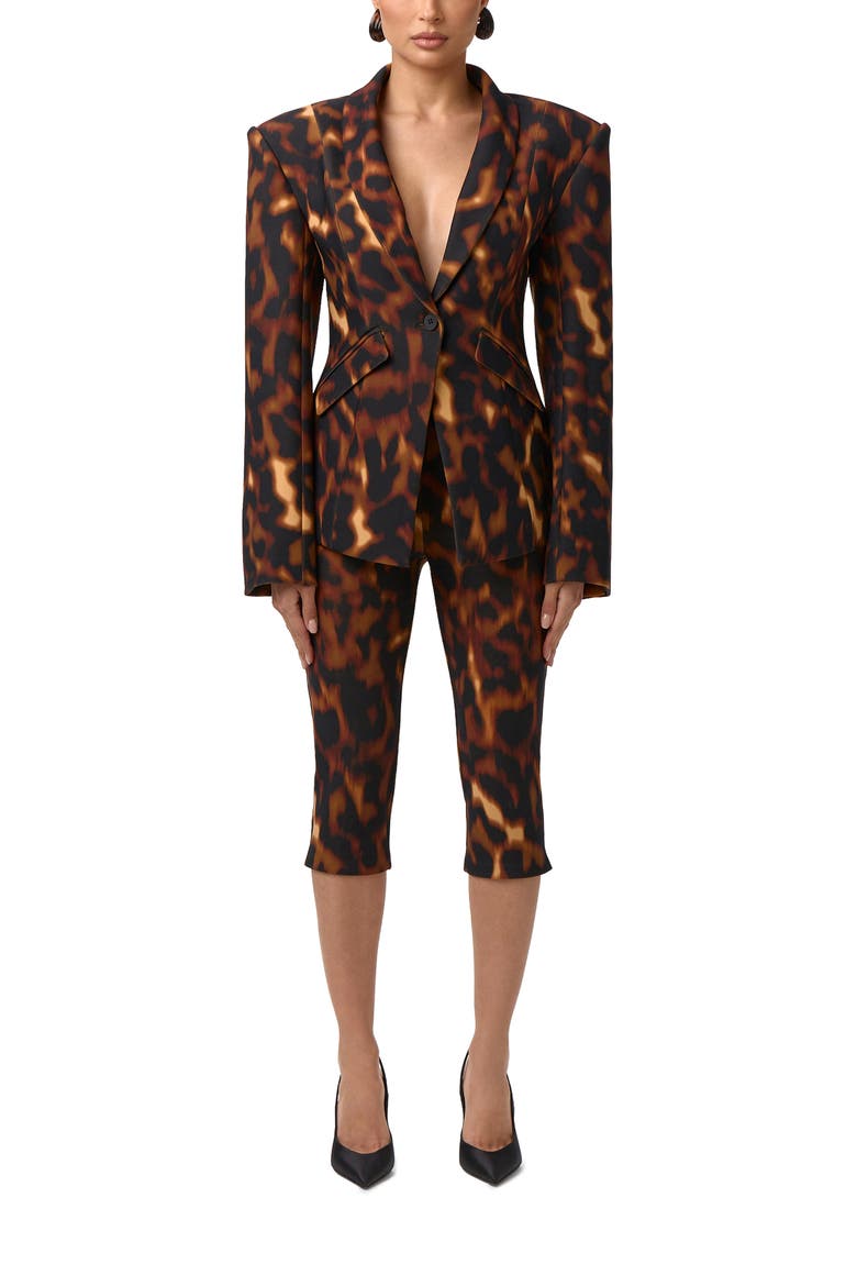 Print Ponte Crop Leggings, Alternate, color, TORTOISE
