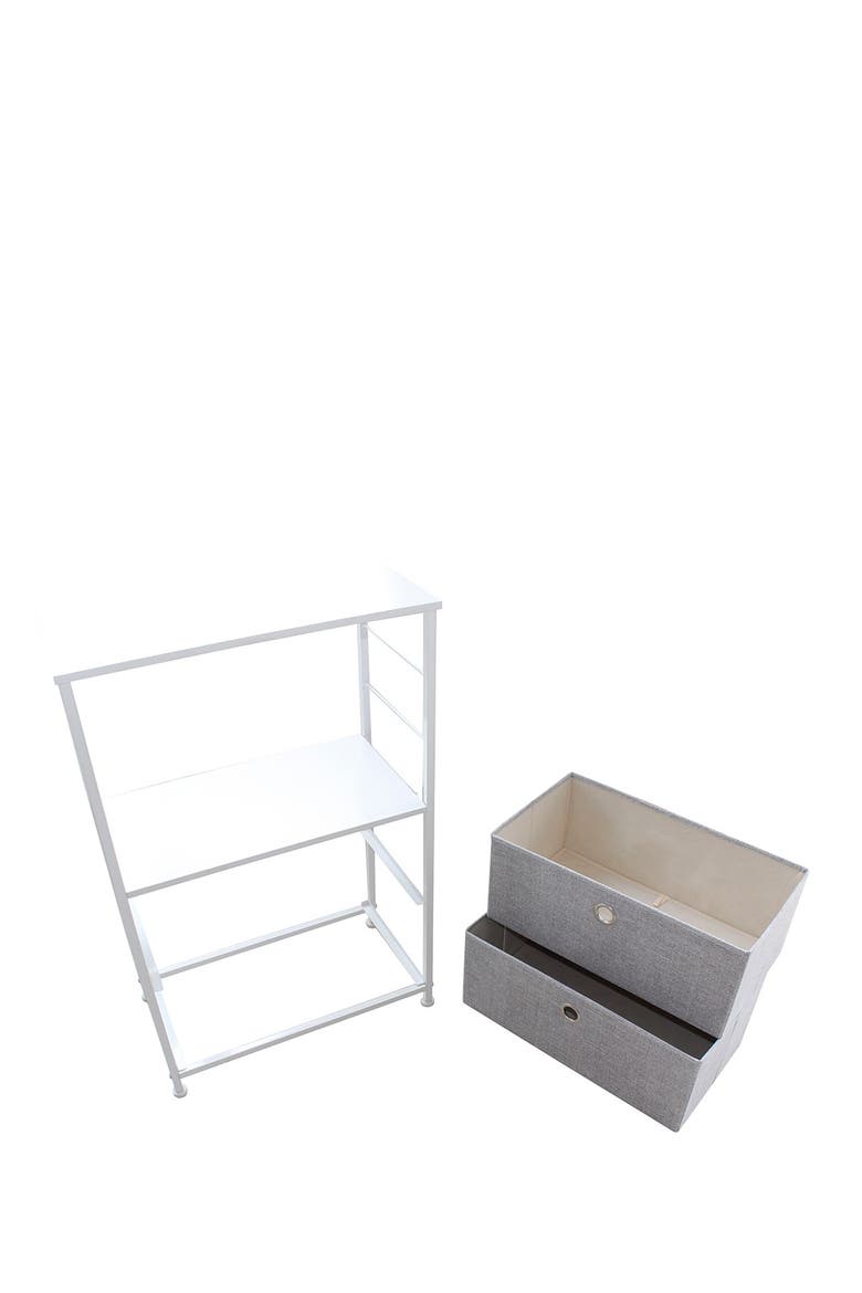 White 2 Drawer Table Dresser, Alternate, color, WHITE