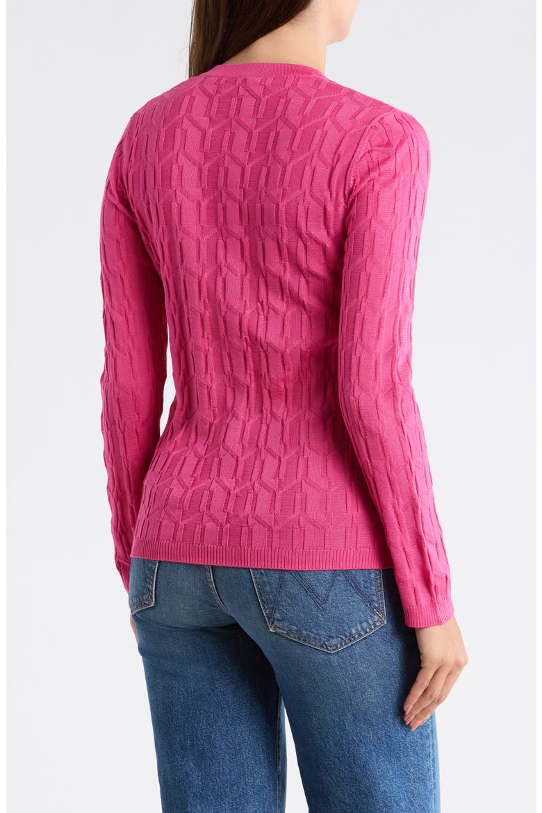 Geometric Stitch Cardigan, Alternate, color, FUXIA TONES