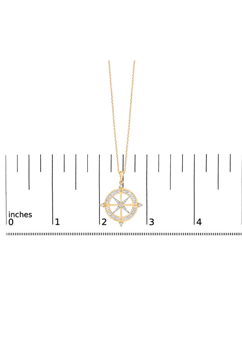 14K Yellow Gold Plated Sterling Silver 3/4 Cttw Diamond Compass Medallion Pendant Necklace, Alternate, color, Yellow Gold over Silver