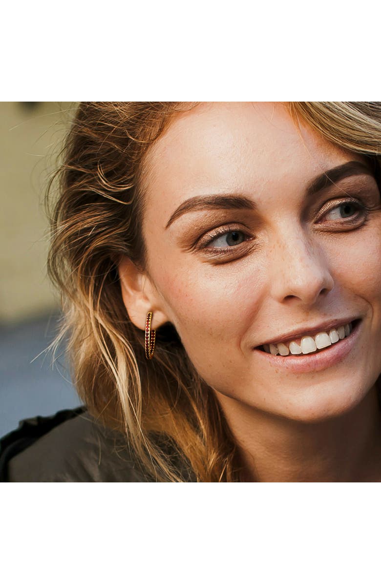 Julianna B. Garnet Hoop Earrings 14K, Alternate, color, 