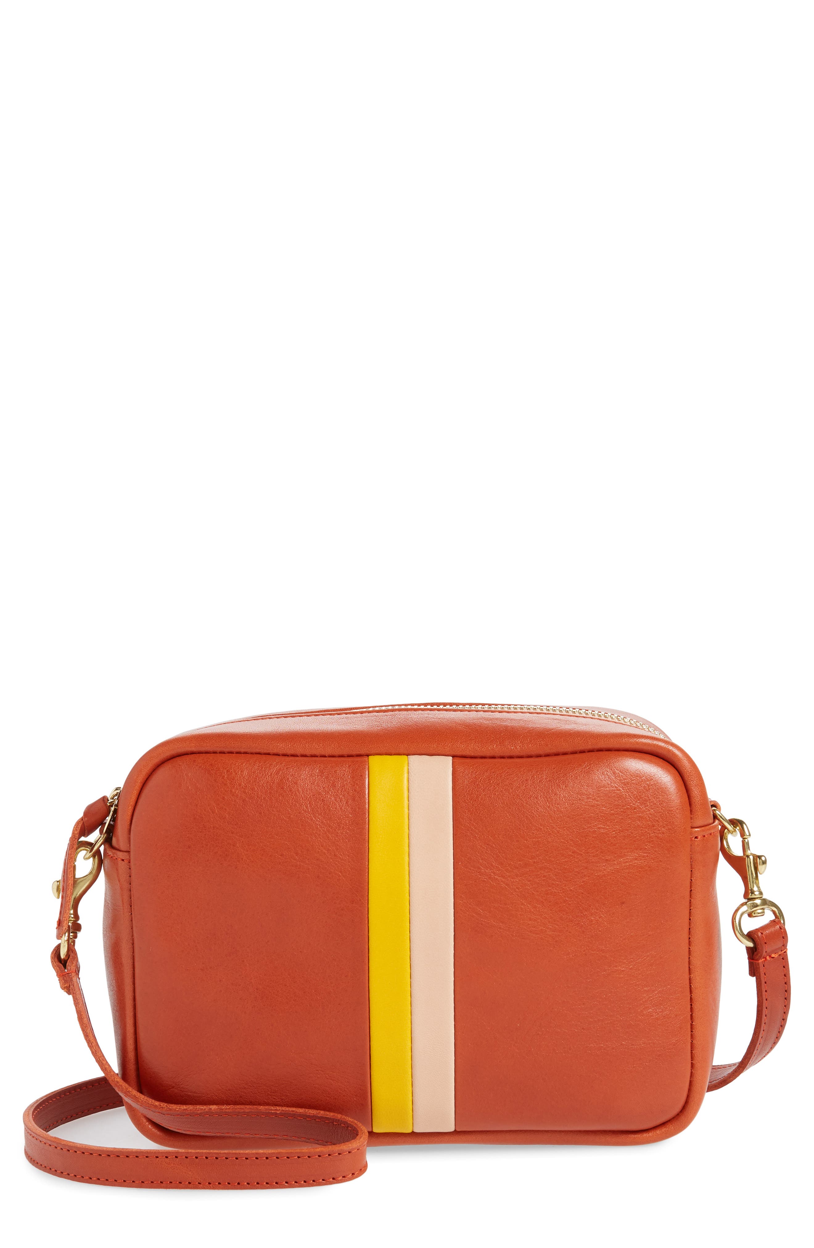 Clare V. Midi Leather Crossbody Bag, Main, color, 
