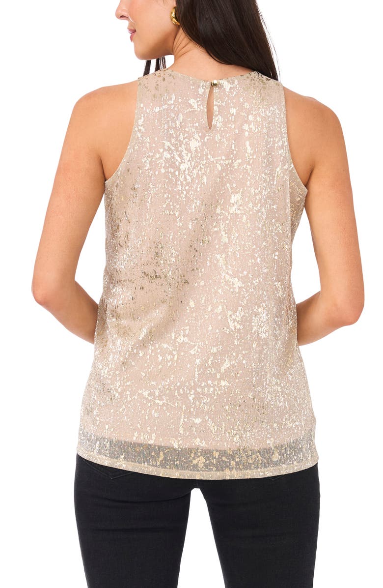 Vince Camuto Shirred Foil Print Tank, Alternate, color, Gold