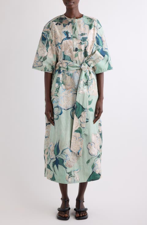 Rose Jacquard Cotton Cocoon Dress