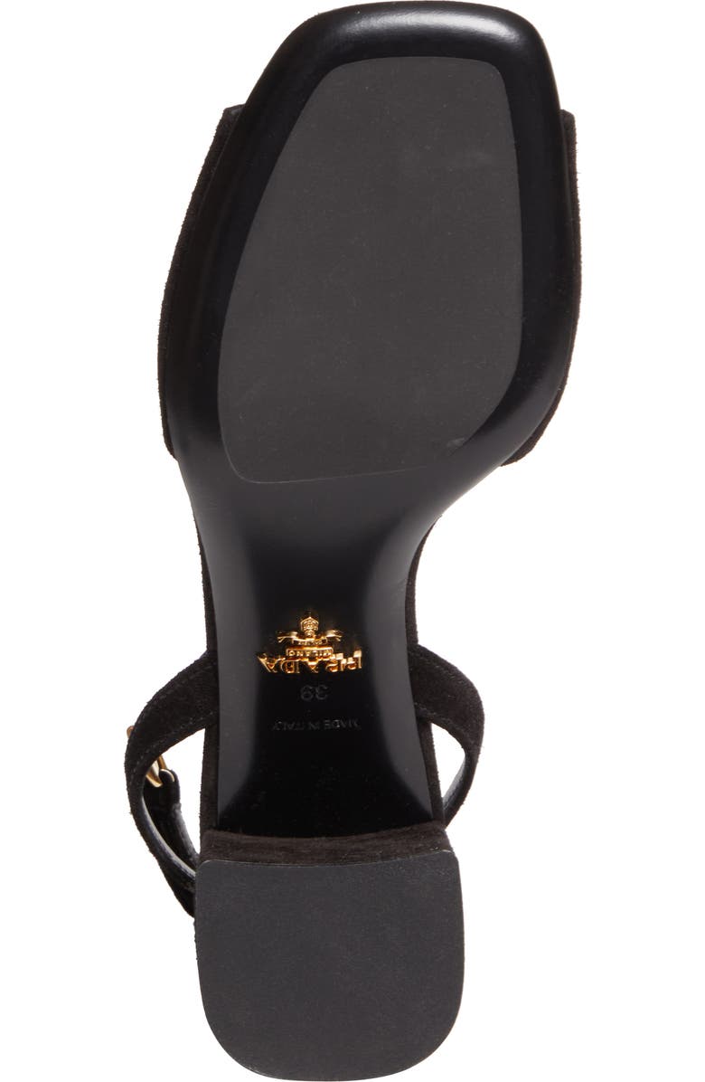 Prada Block Heel Ankle Strap Sandal, Alternate, color, Black