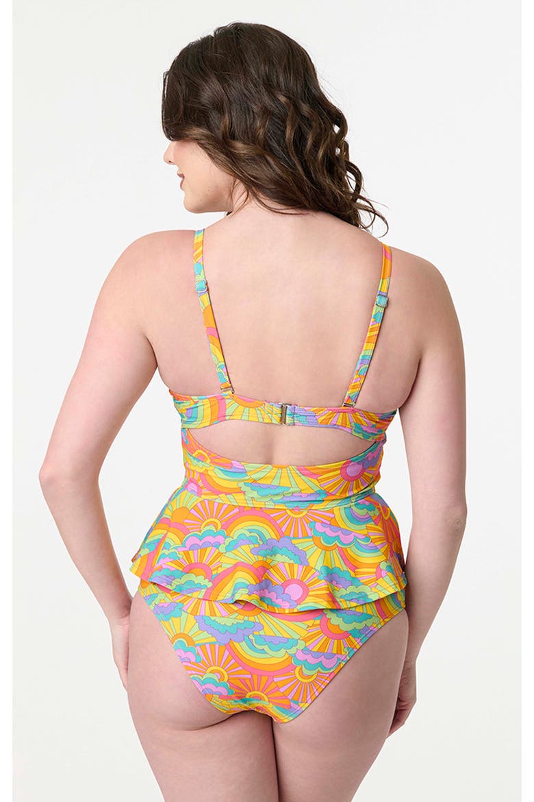 Peplum Solana Tankini Swim Top, Alternate, color, Rainbow Print