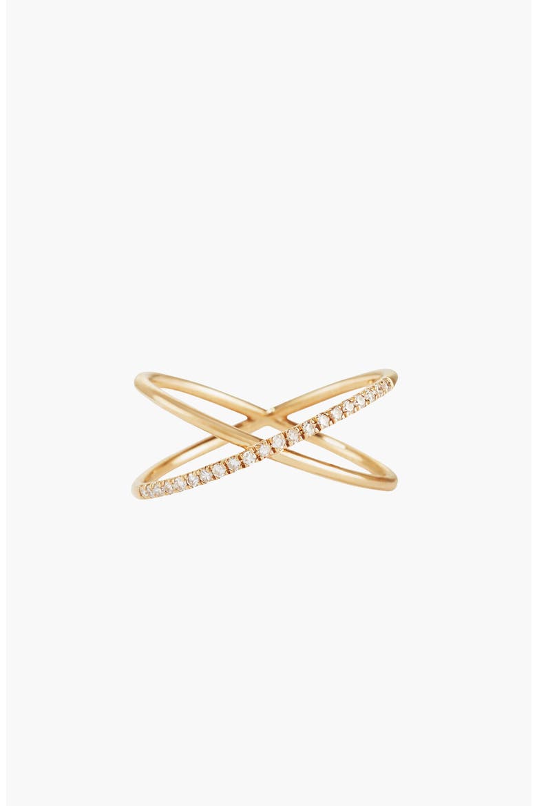 Pavé Diamond X Ring, Main, color, Yellow Gold