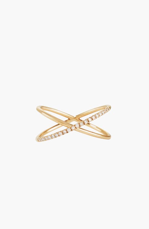 Pavé Diamond X Ring