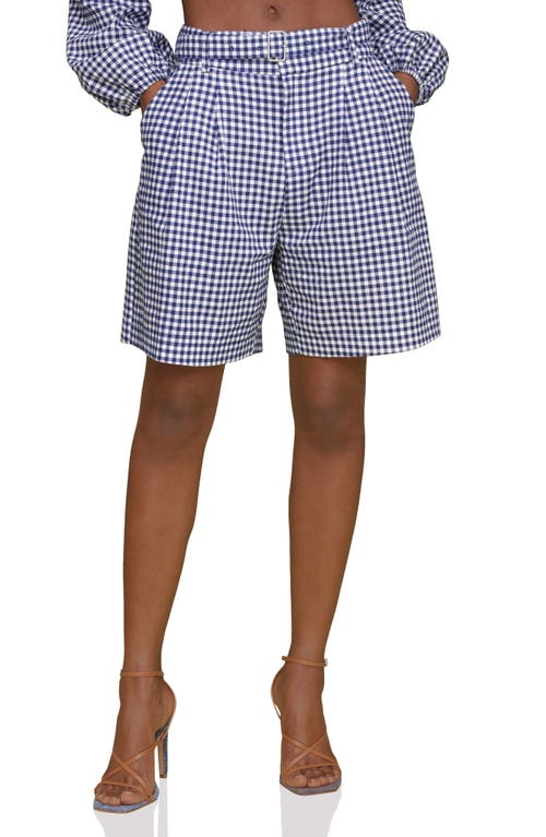 AVEC LES FILLES AVEC LES FILLES GINGHAM BELTED LINEN BLEND BERMUDA SHORTS