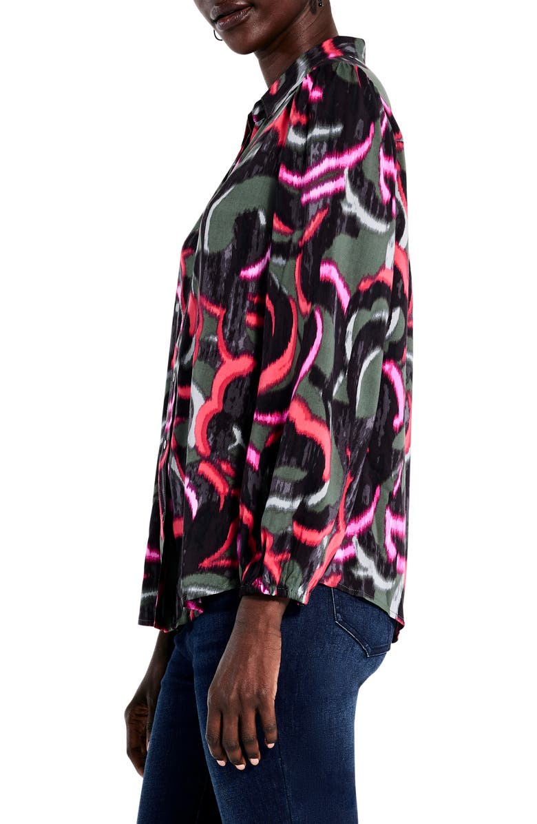 NIC+ZOE Neon Doodle Shirt, Alternate, color, Green Multi