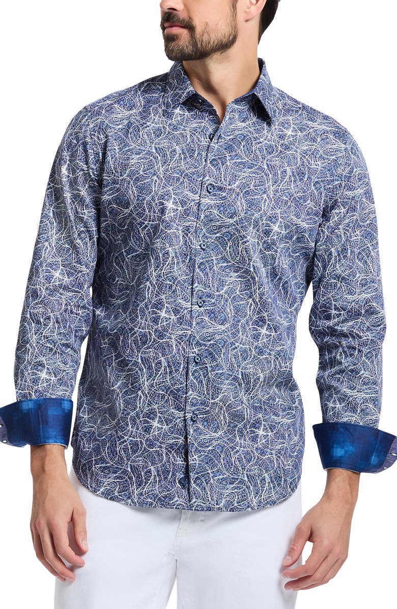 Robert Graham Stelvio Cotton Button-Up Shirt, Main, color, 