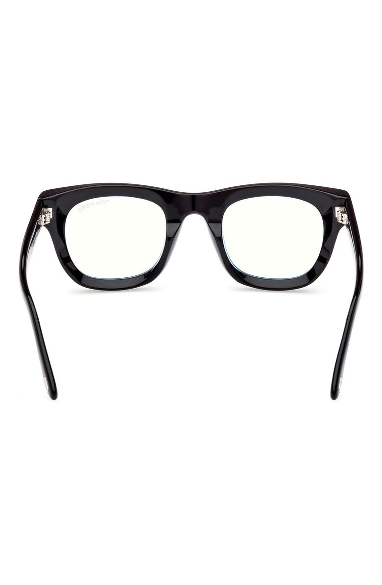 TOM FORD 48mm Square Blue Light Blocking Glasses, Alternate, color, Shiny Black