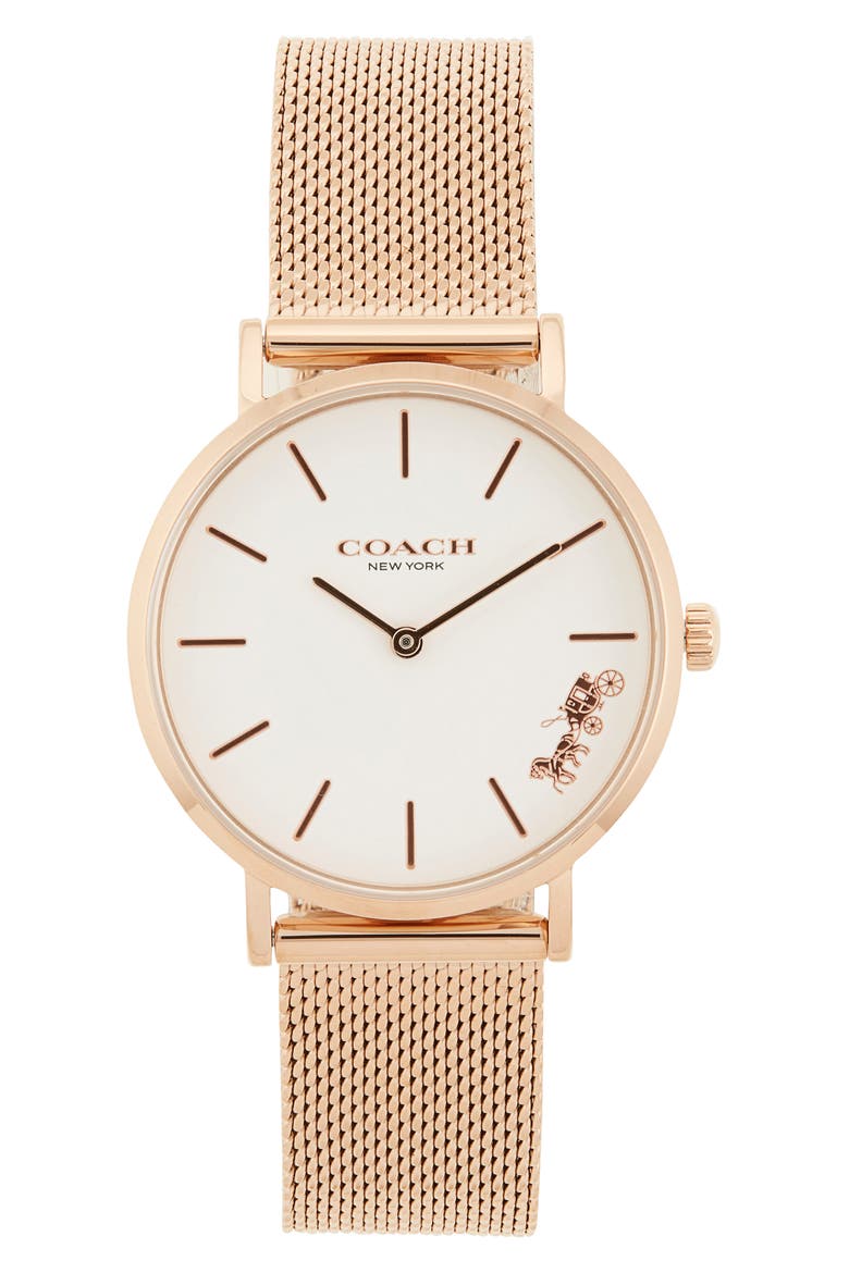 Perry Mesh Strap Watch, Main, color, WHITE