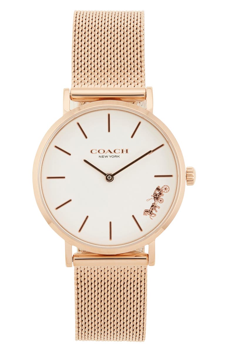 COACH Perry Mesh Strap Watch, Main, color, White
