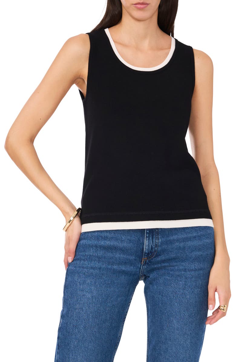 Vince Camuto Contrast Trim Sleeveless Sweater, Main, color,