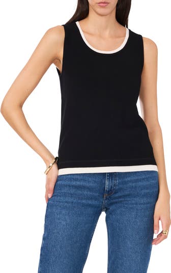 売れ筋商品|||ヴィンスカムート ニット&セーター アウター レディース Women's Contrast-Trim Sleeveless Sweater New Ivory Vince Camuto Contrast Trim Sleeveless Sweater | Nordstrom