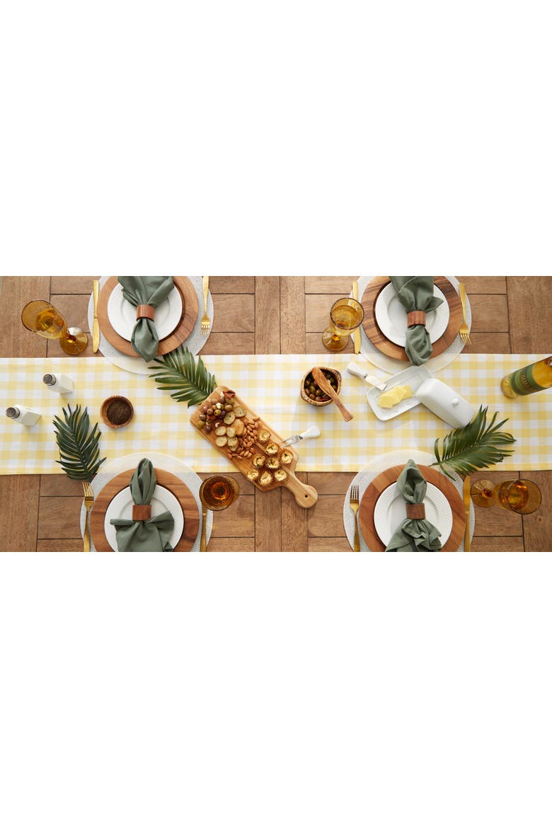 Yellow/White Checkers Table Runner, Alternate, color, Yellow
