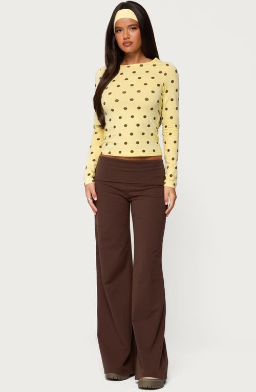 Edikted Wide Leg Foldover Pants In Brown