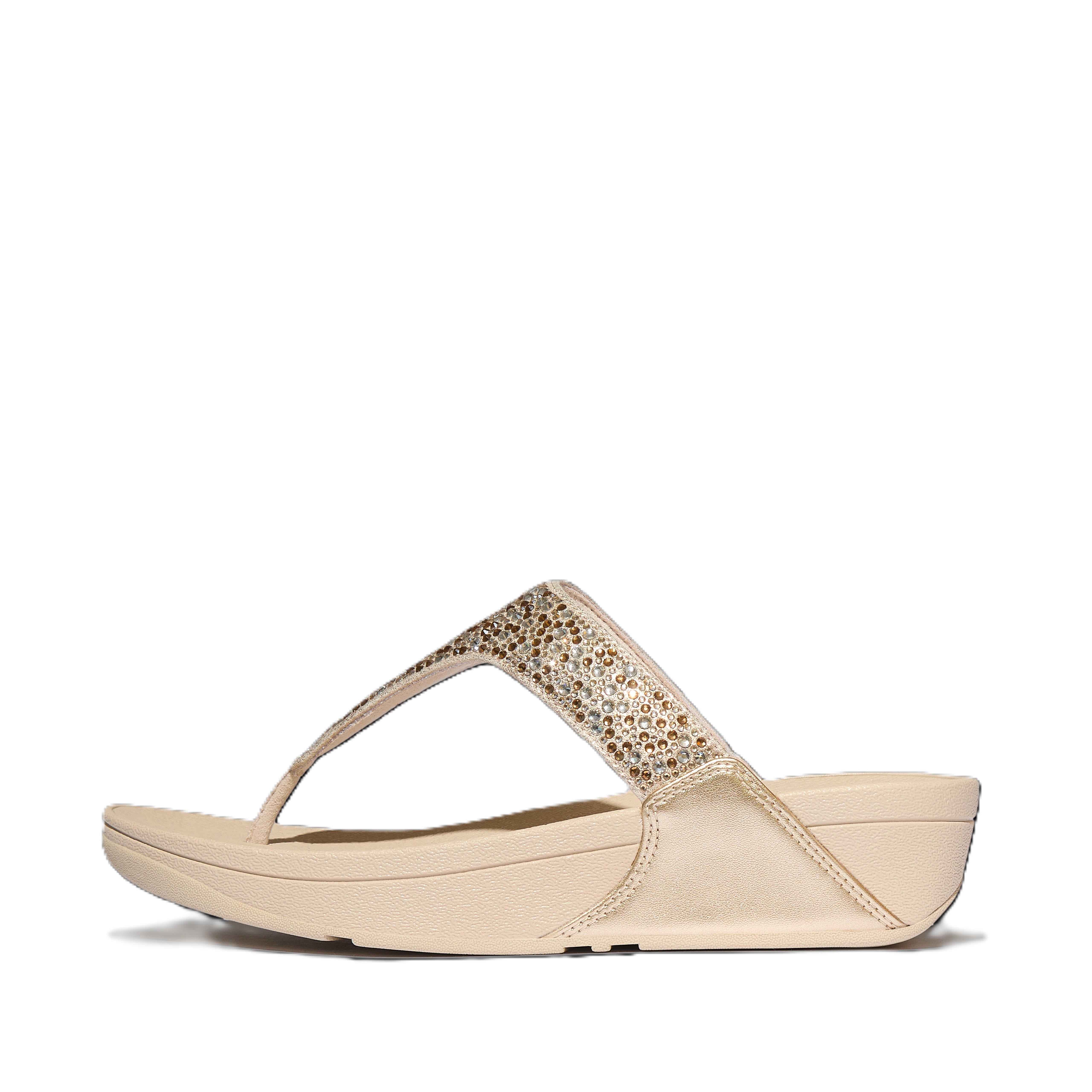 FitFlop Lulu Crystal Mix Metallic Sandals, Alternate, color, Platino