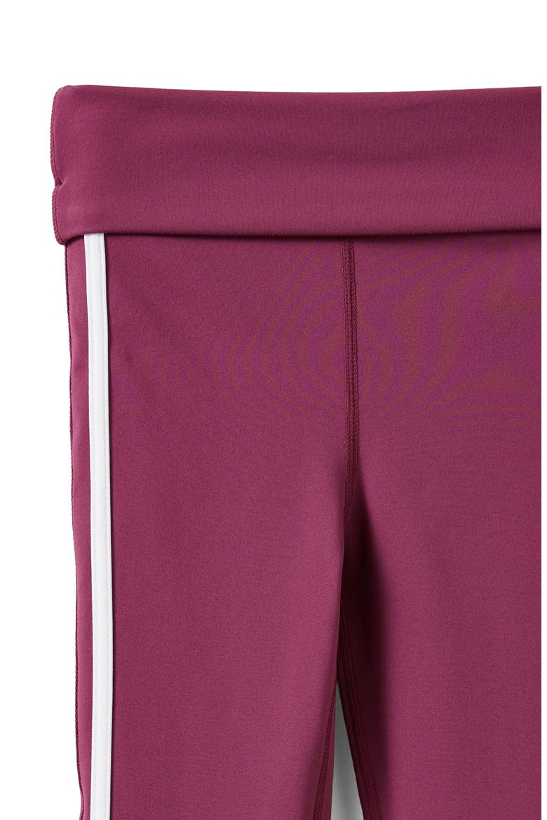 Kid's Soft Stretch Active Fold Over Flare Legging, Alternate, color, Berry Jam White Stripe