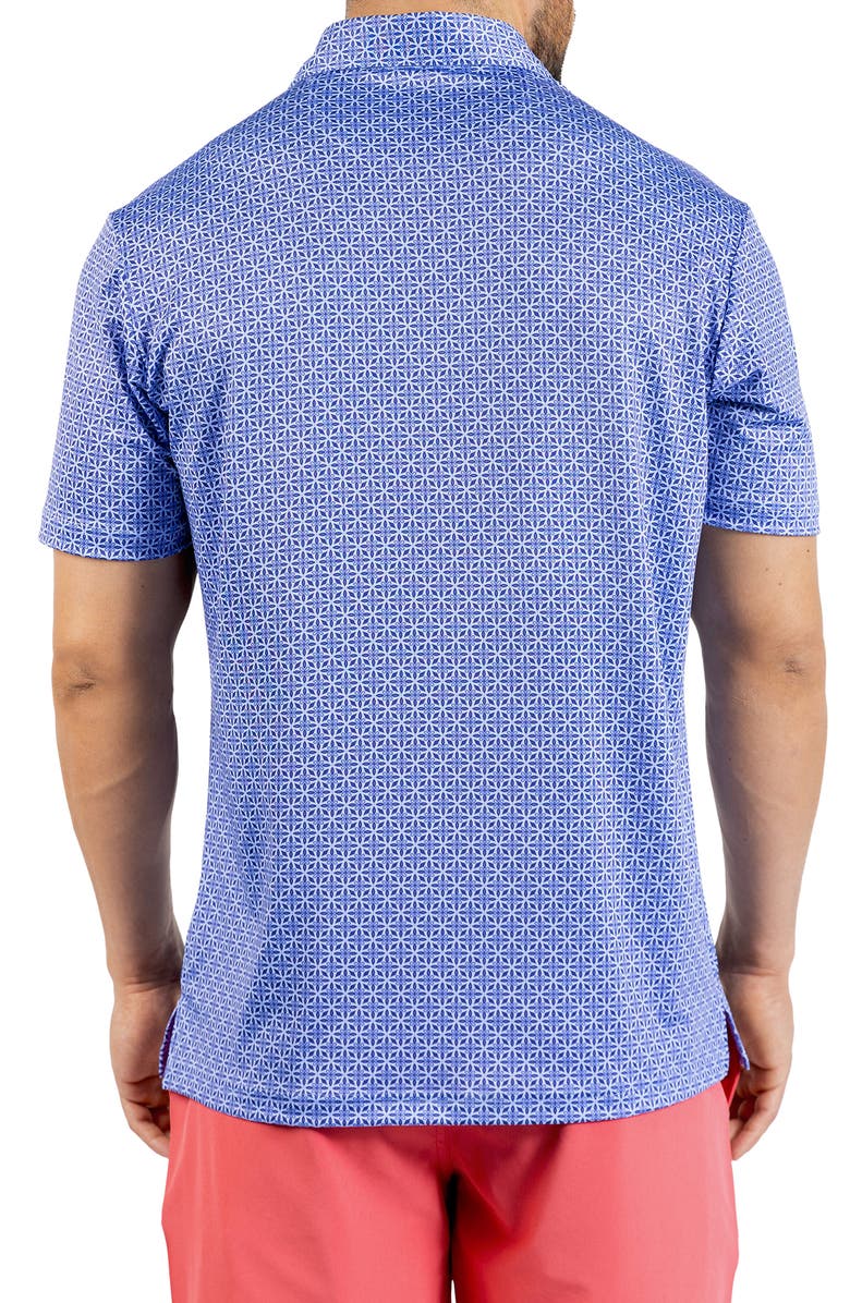 TailorByrd Geometric Floral Print Performance Polo, Alternate, color, Denim