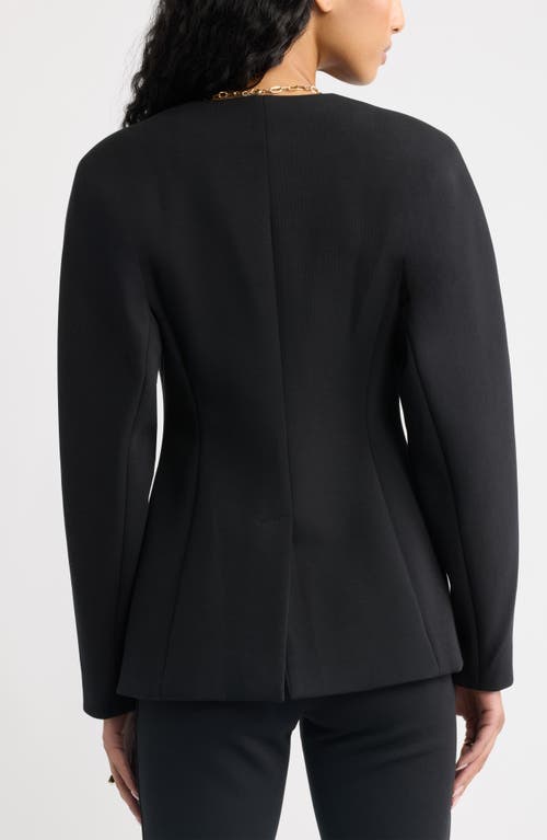 Open Edit Muse Ponte Collarless Blazer In Black