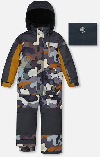 One Piece Snowsuit Dark Gray Printed Camo