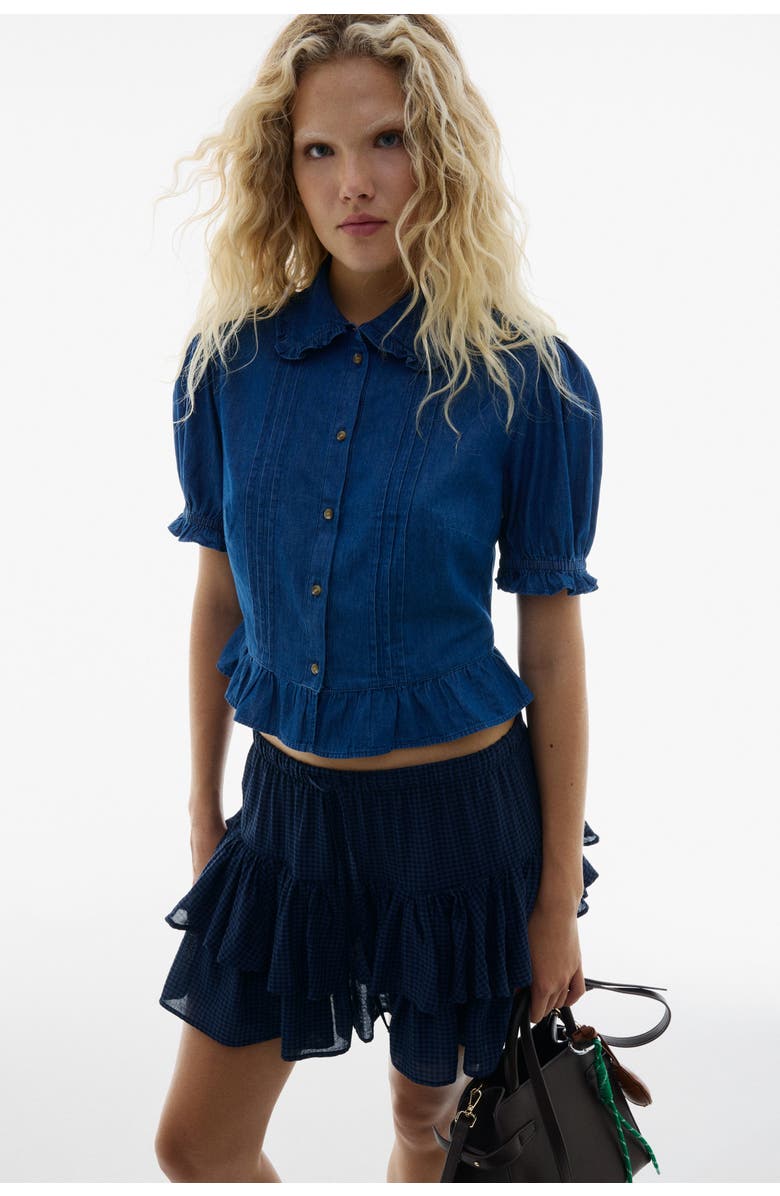 H&M Denim Blouse, Alternate, color, Denim Blue