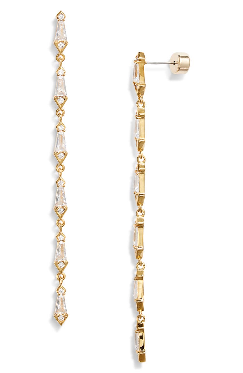 Nordstrom Kite Cubic Zirconia Linear Drop Earrings, Main, color, Clear- Gold