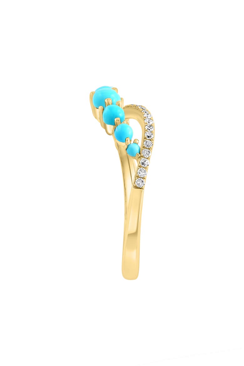 14K Yellow Gold Turquoise & Diamond Ring - 0.06ct., Alternate, color, BLUE