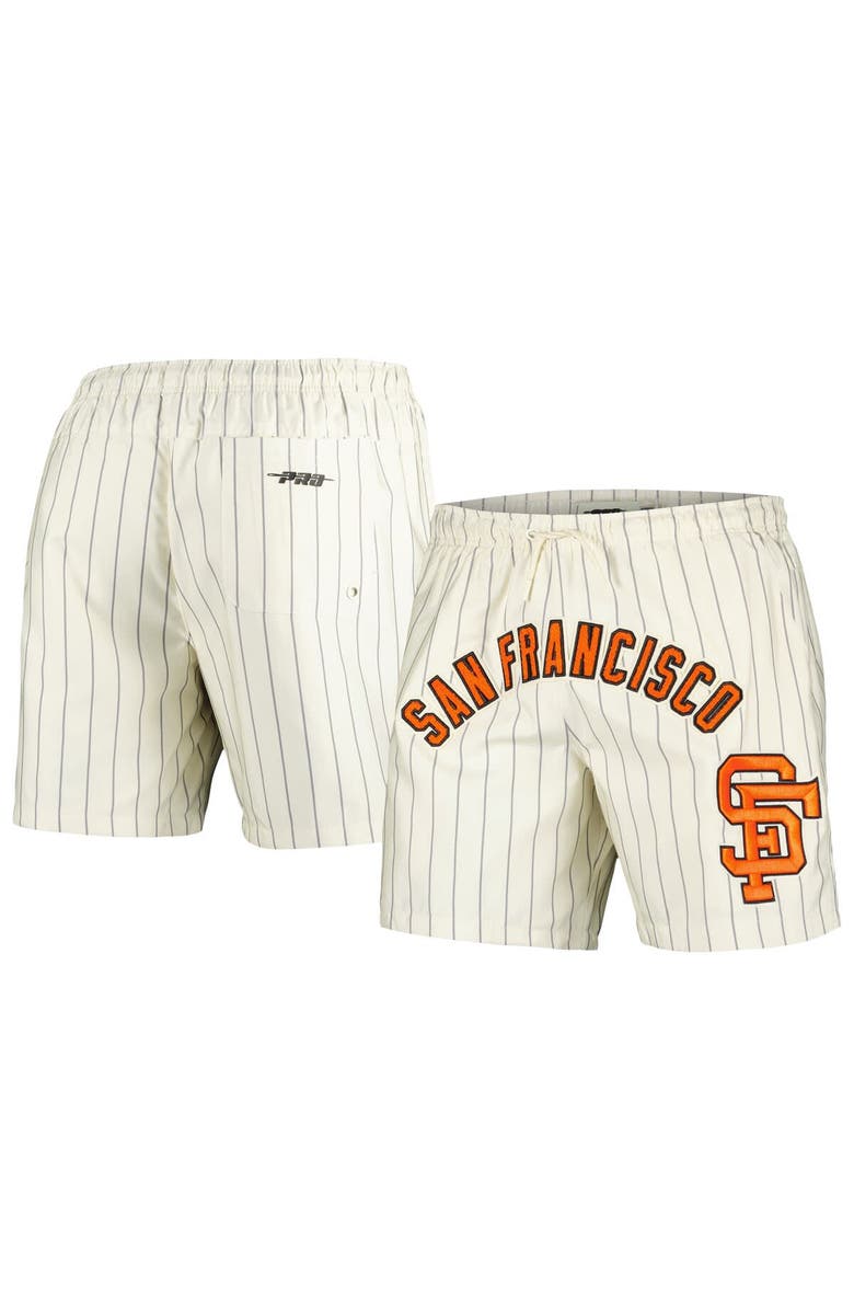 PRO STANDARD Men's Pro Standard Cream San Francisco Giants Pinstripe Retro Classic Woven Shorts, Main, color, Cream