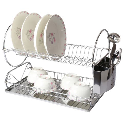 Chrome Plated 17.5 Inch Two Shelf Dish Rack