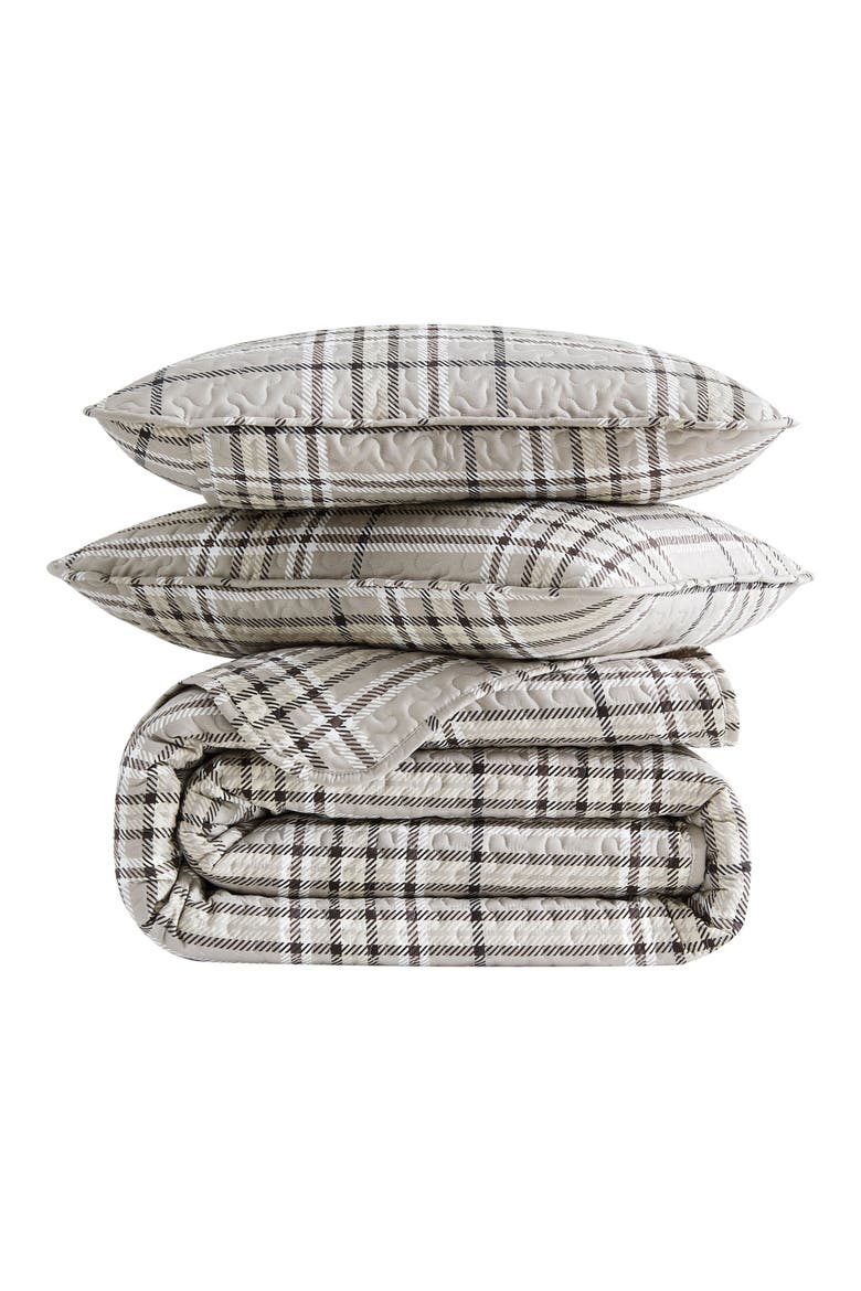 Plaid Collection- Luxury Premium Oversized Quilt Set, Main, color, MOCHA