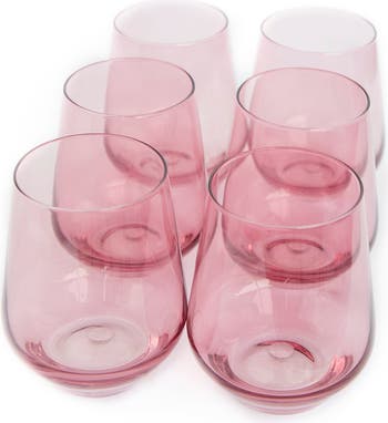 Estelle Colored Glass Set of 6 Stemless Wineglasses 