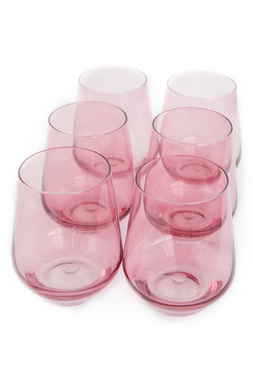 Estelle Colored Glass Set of 6 Stemless Wineglasses in Rose  product