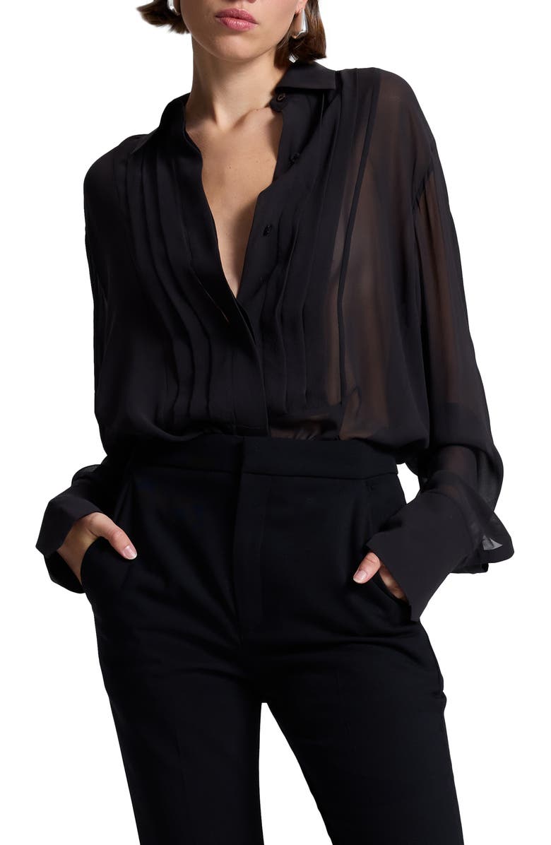 A.L.C. Camden Pleated Silk Shirt, Alternate, color,