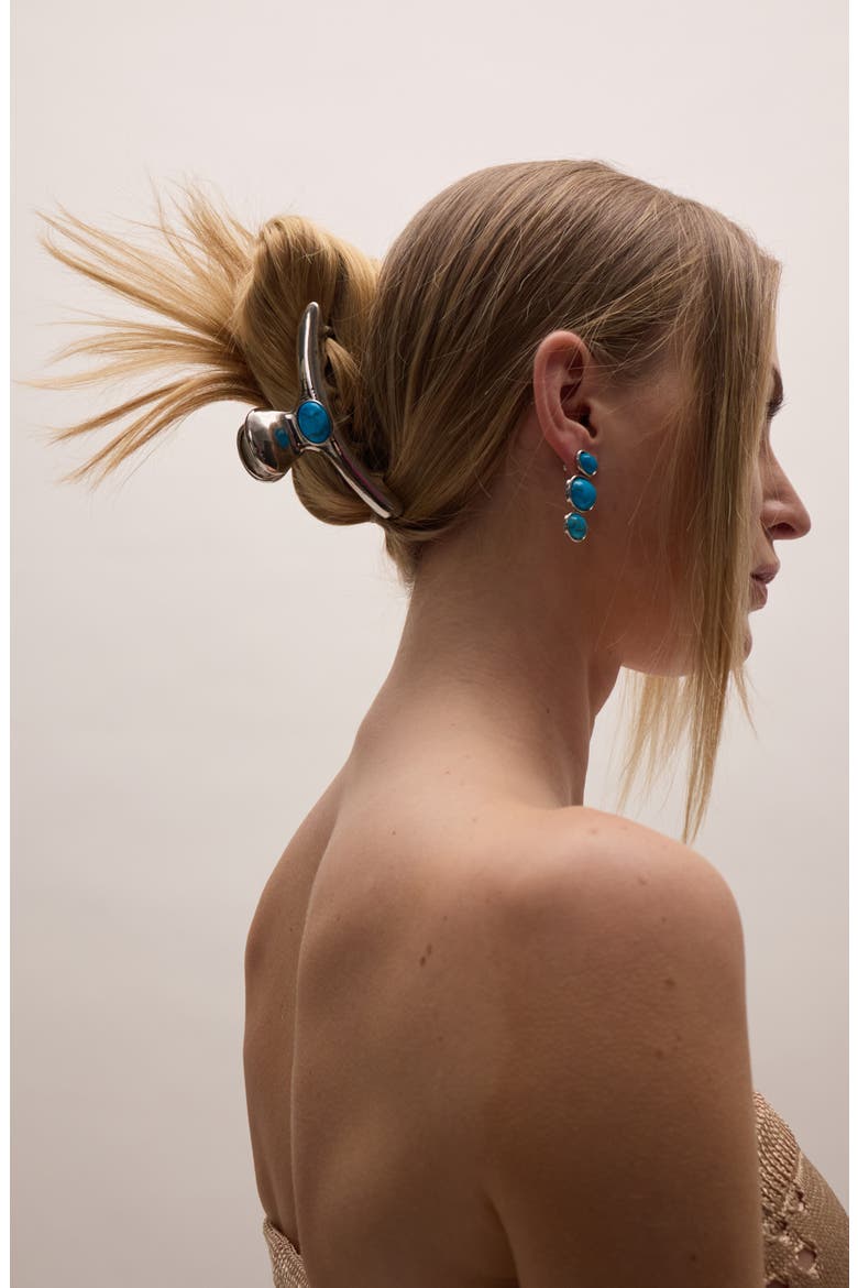 Frankie Semiprecious Stone Hair Claw Clip, Alternate, color, TURQUOISE