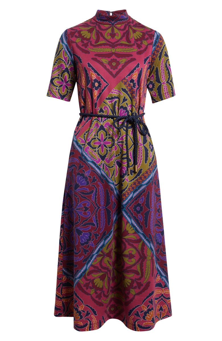 Anne Klein Print Mock Neck Midi Dress, Alternate, color, 