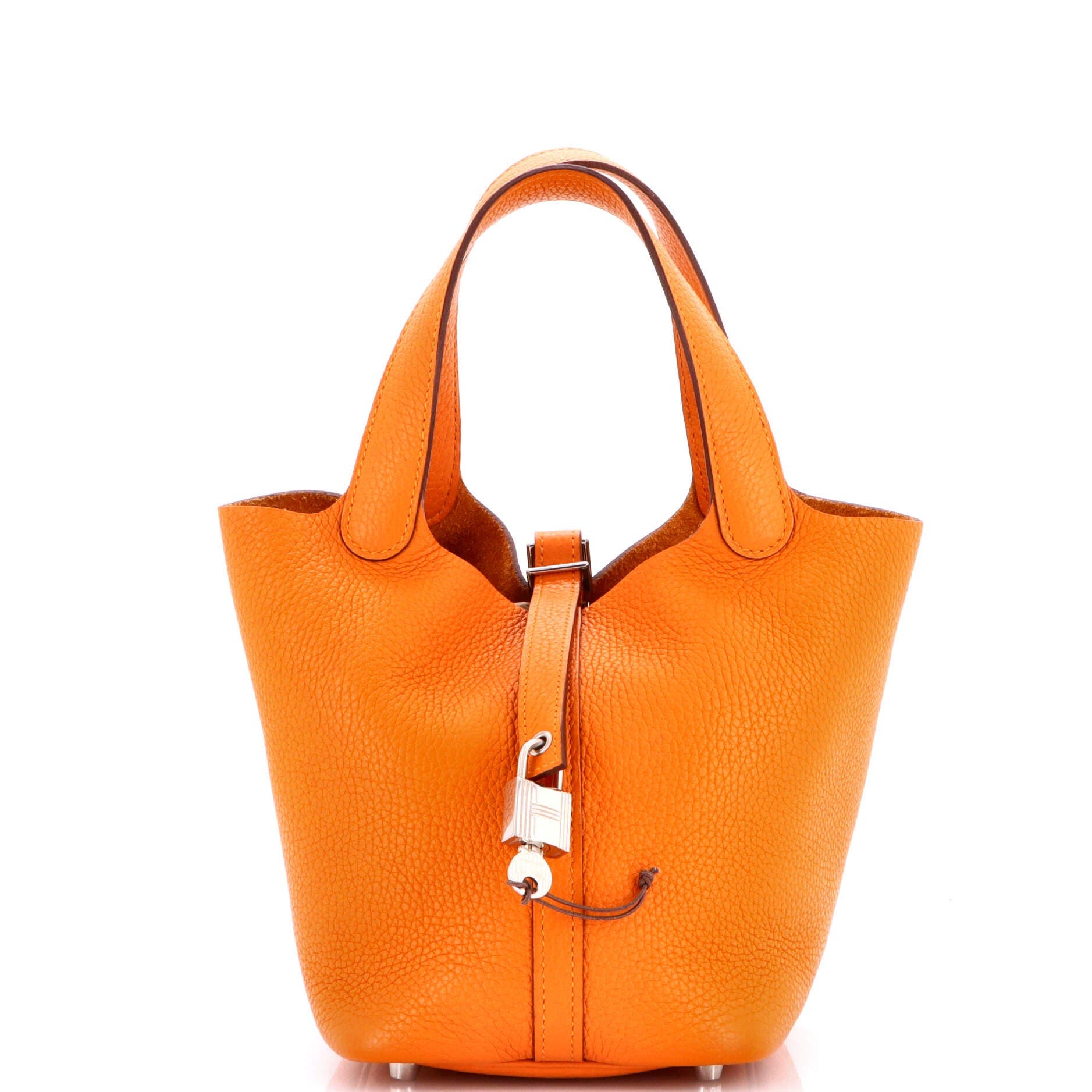Pre-Owned Hermes Picotin Lock Bag Clemence PM, Main, color, Abricot
