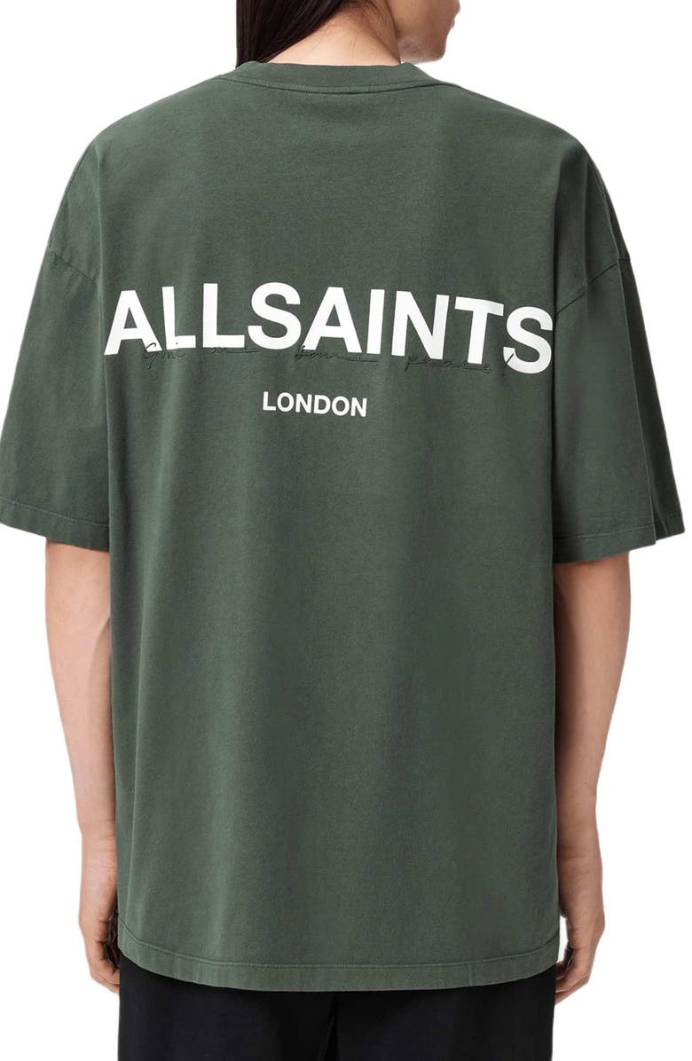 AllSaints Halcyon Oversize Cotton Graphic T-Shirt, Alternate, color, Garnet Green