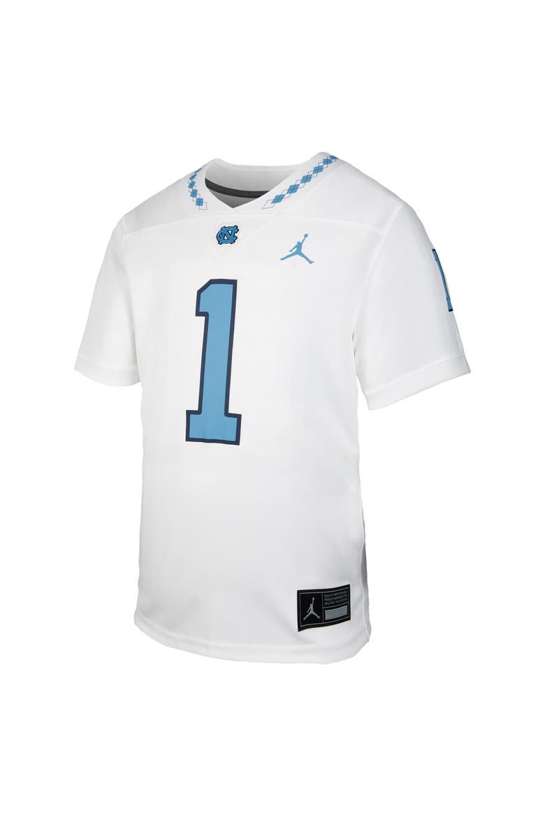 Youth Jordan Brand #1 White North Carolina Tar Heels Untouchable Replica Game Jersey, Alternate, color, White