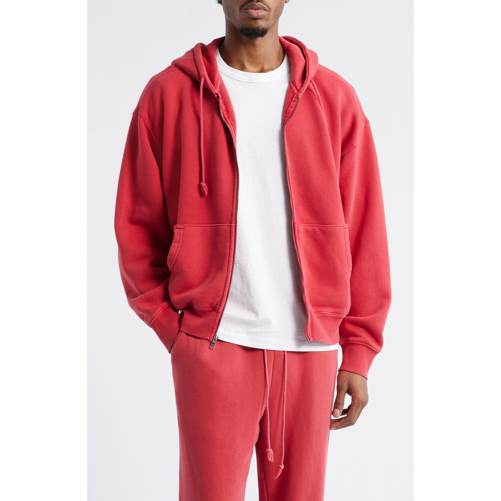 Elwood Core Oversize Terry Full Zip Hoodie In Red