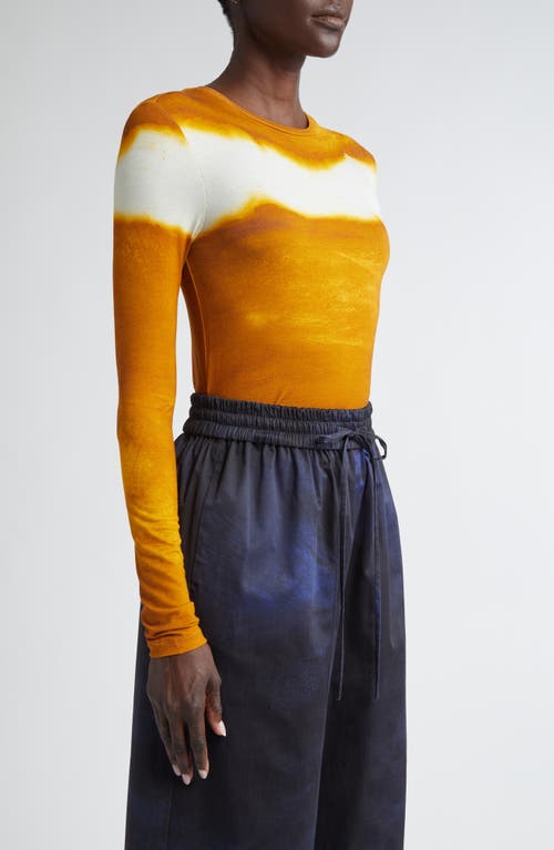 Jason Wu Collection Painted Stripe Long Sleeve Jersey Top In Orange