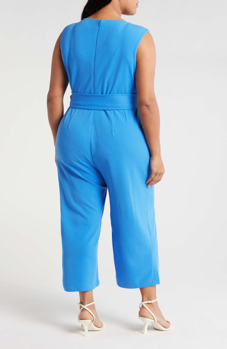 Tahari ASL Side Tie Scuba Crepe Crop Wide Leg Jumpsuit, Alternate, color, Summer Sky